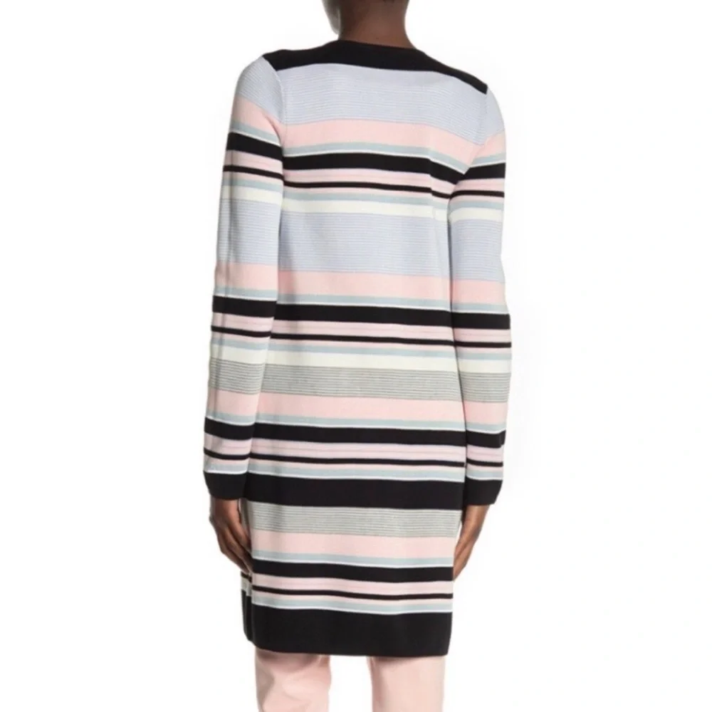 Calvin Klein Women's Colorblocked Multi Color Striped Cardigan Sweater Size M - Picture 2 of 7
